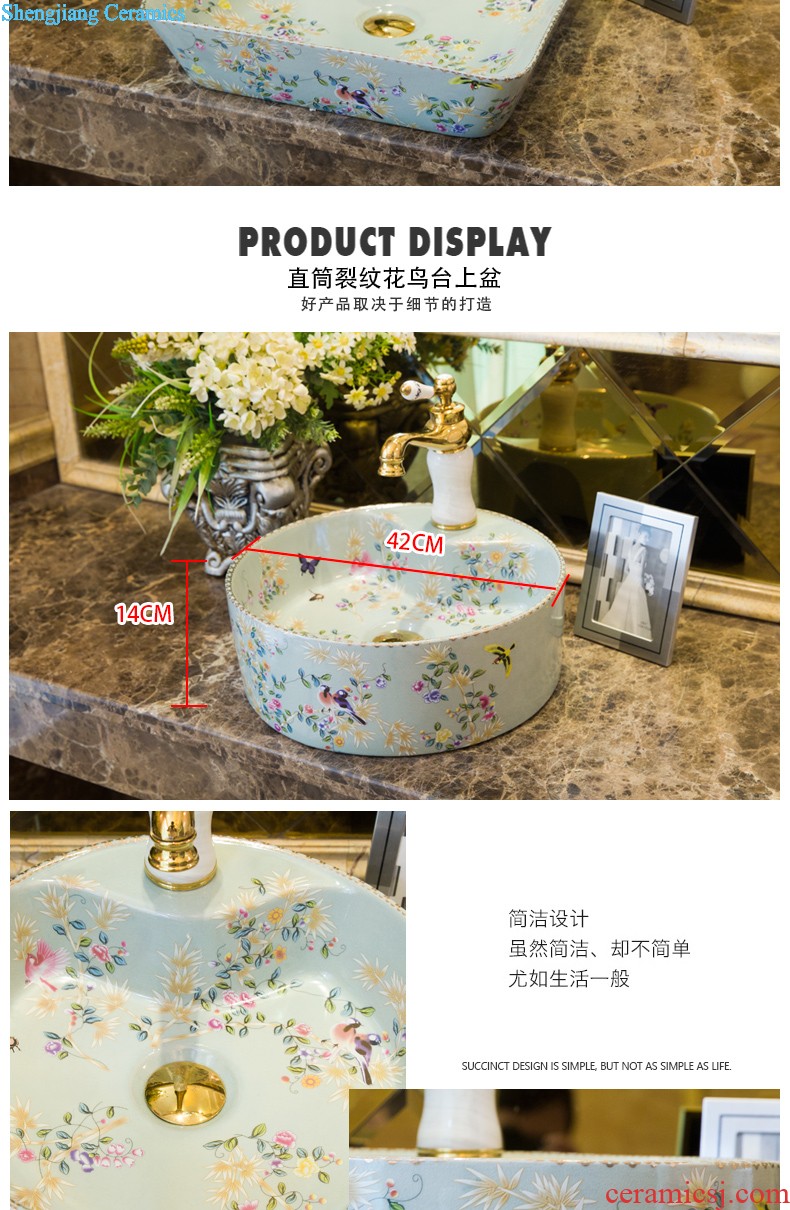 On the ceramic POTS on the oval wash gargle lavabo lavatory basin bathroom art basin of household