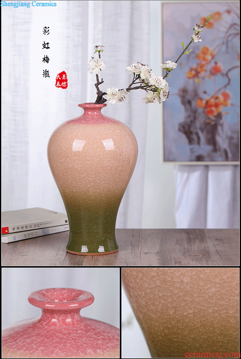 Jingdezhen ceramic vase office furnishing articles yellow sitting room TV ark household decorates porch ark crafts