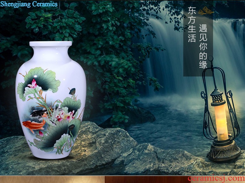 Famous hand-painted ceramic vase furnishing articles jingdezhen porcelain household sitting room adornment flower arranging furnishing articles creative arts and crafts