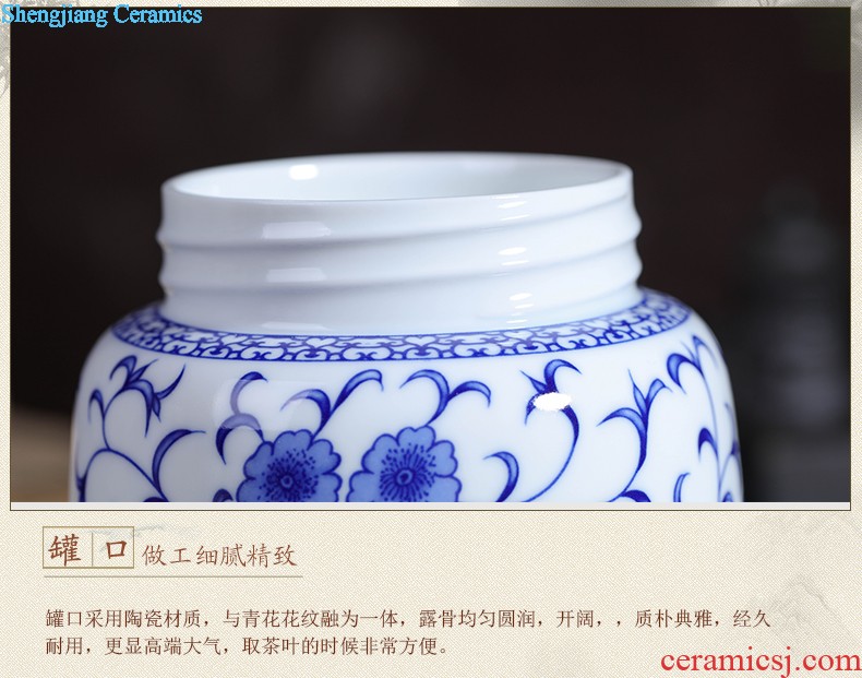 Jingdezhen hand-painted ceramic seal pot large metal caddy cover POTS sitting room place POTS of blue and white porcelain