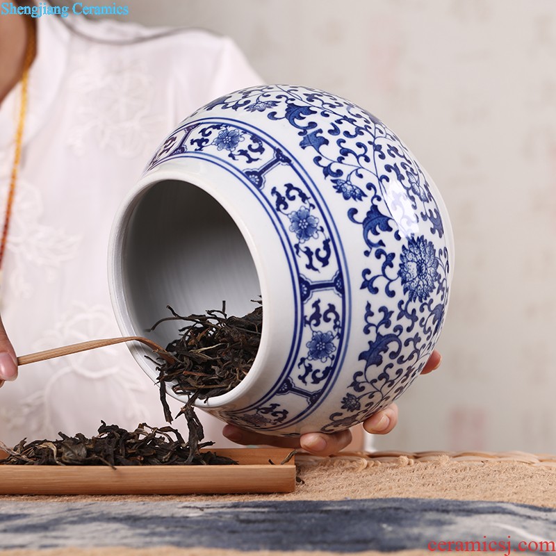 Creative caddy jingdezhen ceramics receives large pu 'er cake Tea cylinder storage POTS coarse ceramic POTS