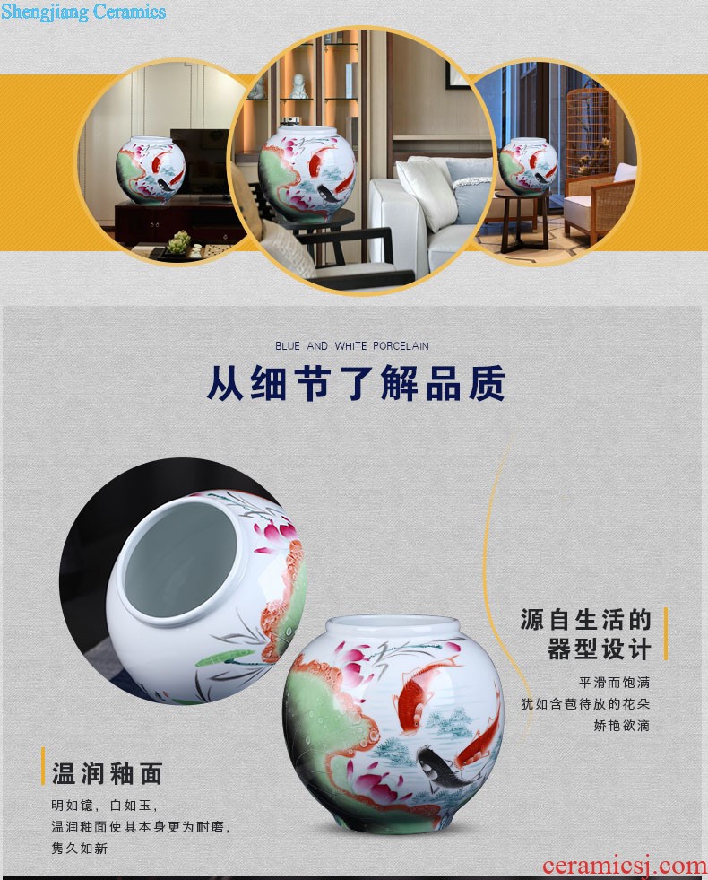 Jingdezhen hand-painted caddy large ceramic seven loaves seal storage POTS and pu 'er tea caddy