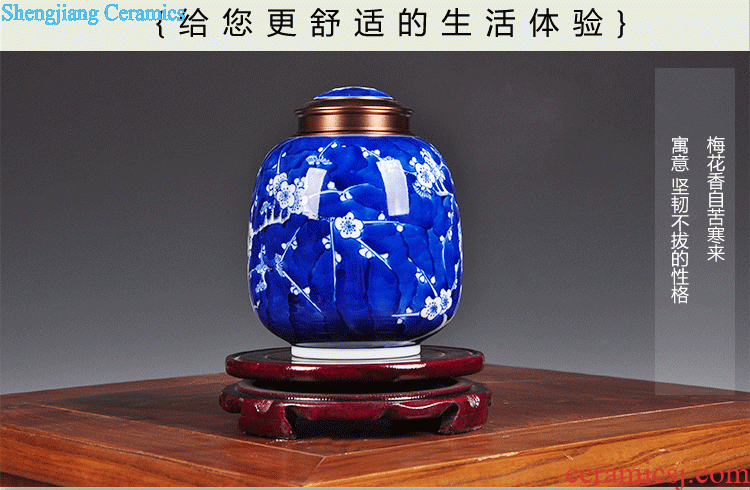 Caddy ceramic jar of large size Packed tea boxes, tea boxes Jingdezhen ceramic tea urn tea seal pot