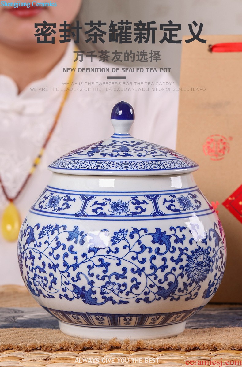 Creative caddy jingdezhen ceramics receives large pu 'er cake Tea cylinder storage POTS coarse ceramic POTS