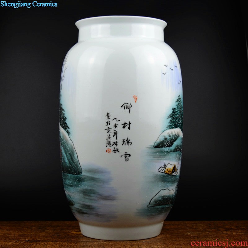 Jingdezhen ceramics Archaize peacock blue vase Chinese sitting room ark creative retro furnishing articles ornaments