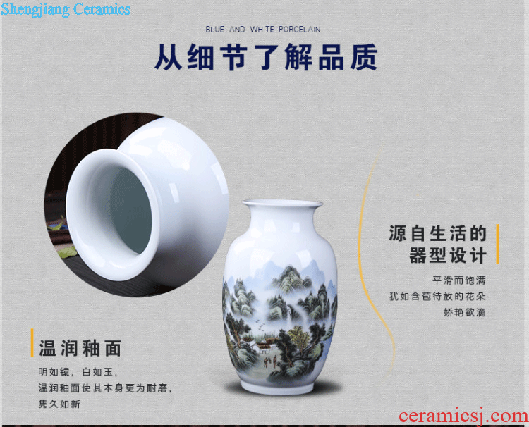 Jingdezhen ceramics famous masterpieces hand-painted scenery of blue and white porcelain vases, the sitting room of Chinese style household archaize furnishing articles