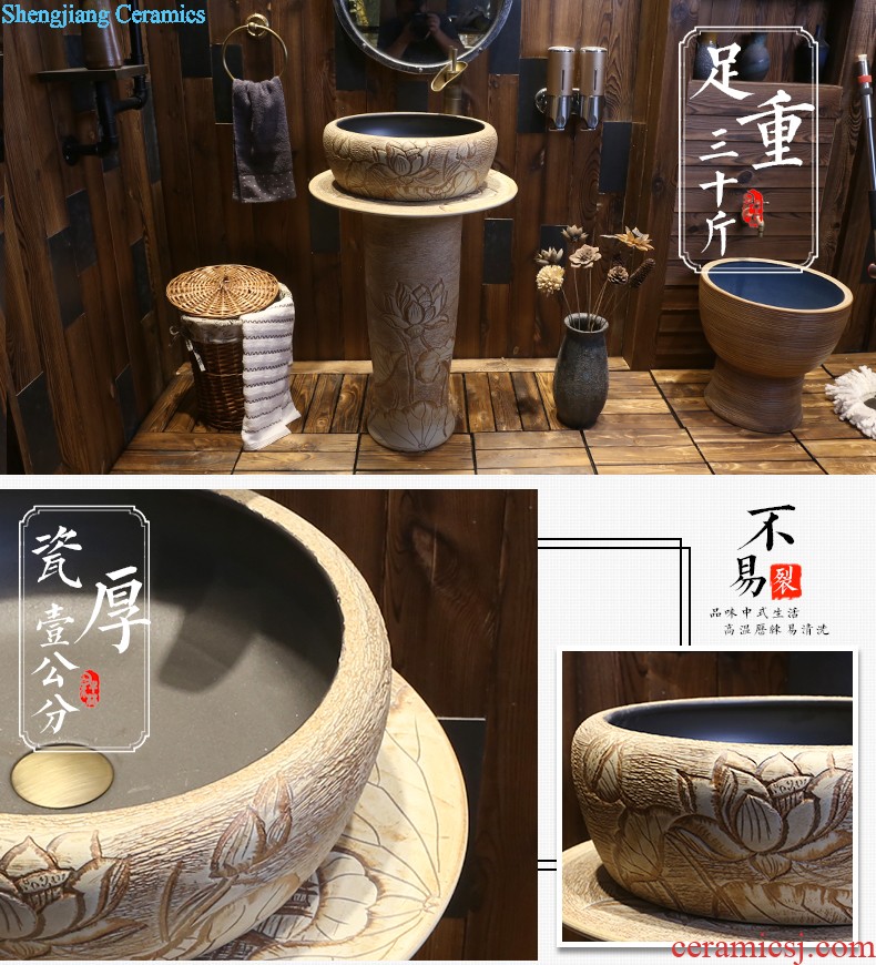 Jia depot Chinese ceramic floor pillar type lavatory toilet indoor small family one balcony sink