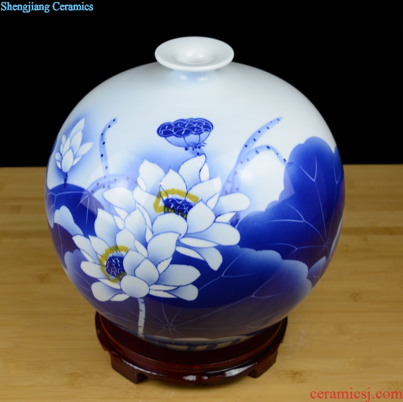 Jingdezhen ceramic wide mouth phnom penh vase Nordic light flower arrangement sitting room luxury decoration, household soft adornment flowers flowers