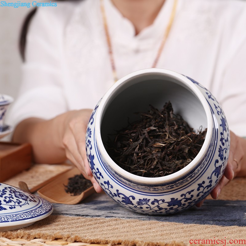 Creative caddy jingdezhen ceramics receives large pu 'er cake Tea cylinder storage POTS coarse ceramic POTS