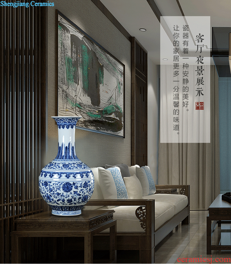 Chinese pottery and porcelain vase furnishing articles The living room floor high modern creative home famous hand-painted handicraft arranging flowers