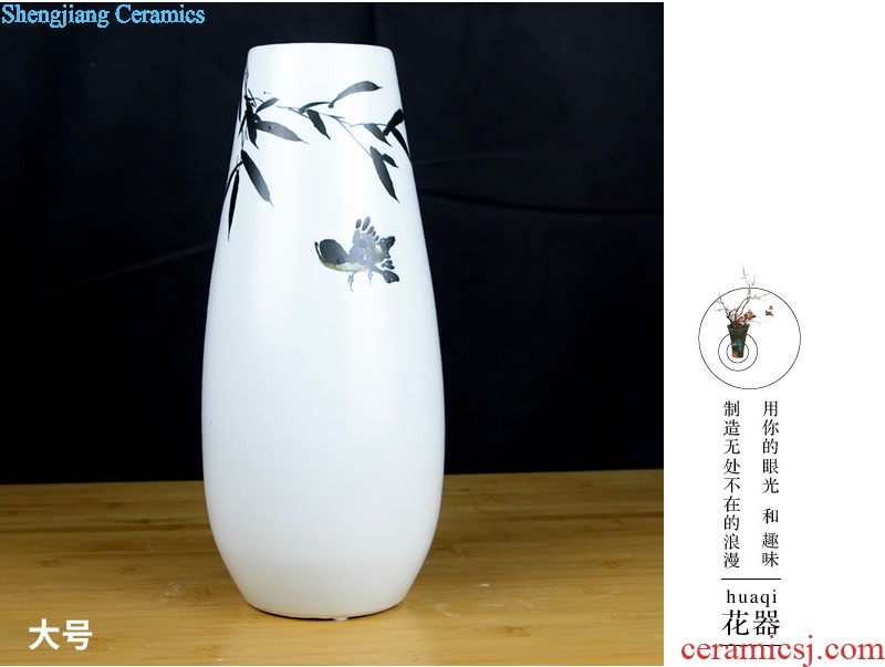 Contemporary and contracted jingdezhen ceramics vase three-piece sitting room home furnishing articles opened a housewarming gift