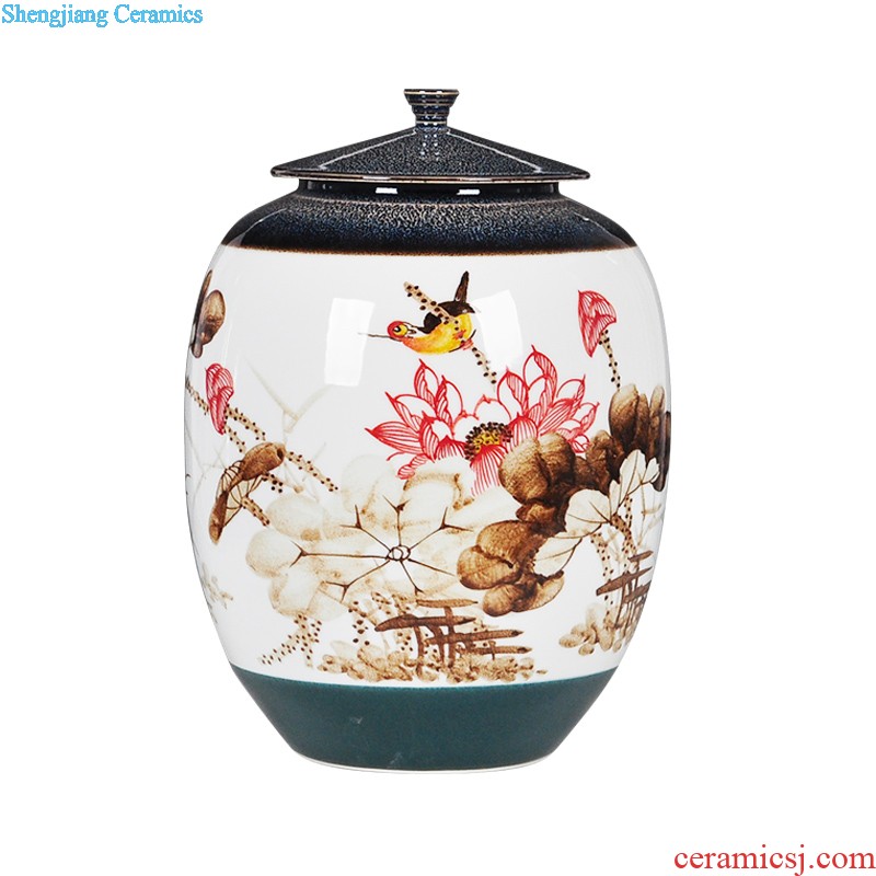 Jingdezhen ceramic large caddy seal pot home puer tea pot of tea urn storage and receives the tea bucket