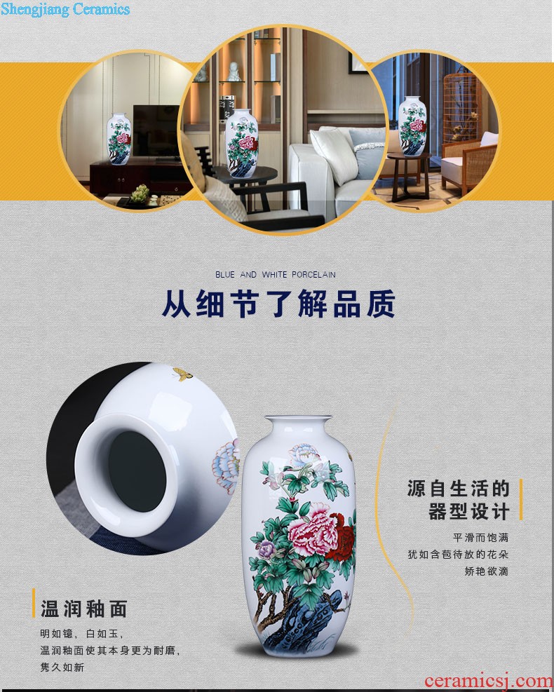 Furnishing articles antique vase of jingdezhen ceramics handicraft furnishing articles furnishing articles office decoration of Chinese style rich ancient frame