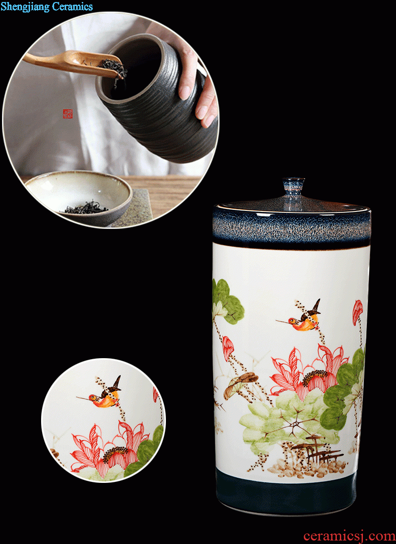 Large tea canister ceramic tea urn storage pu-erh tea and tea bucket seal tea boxes, tea set 6 kg powder POTS