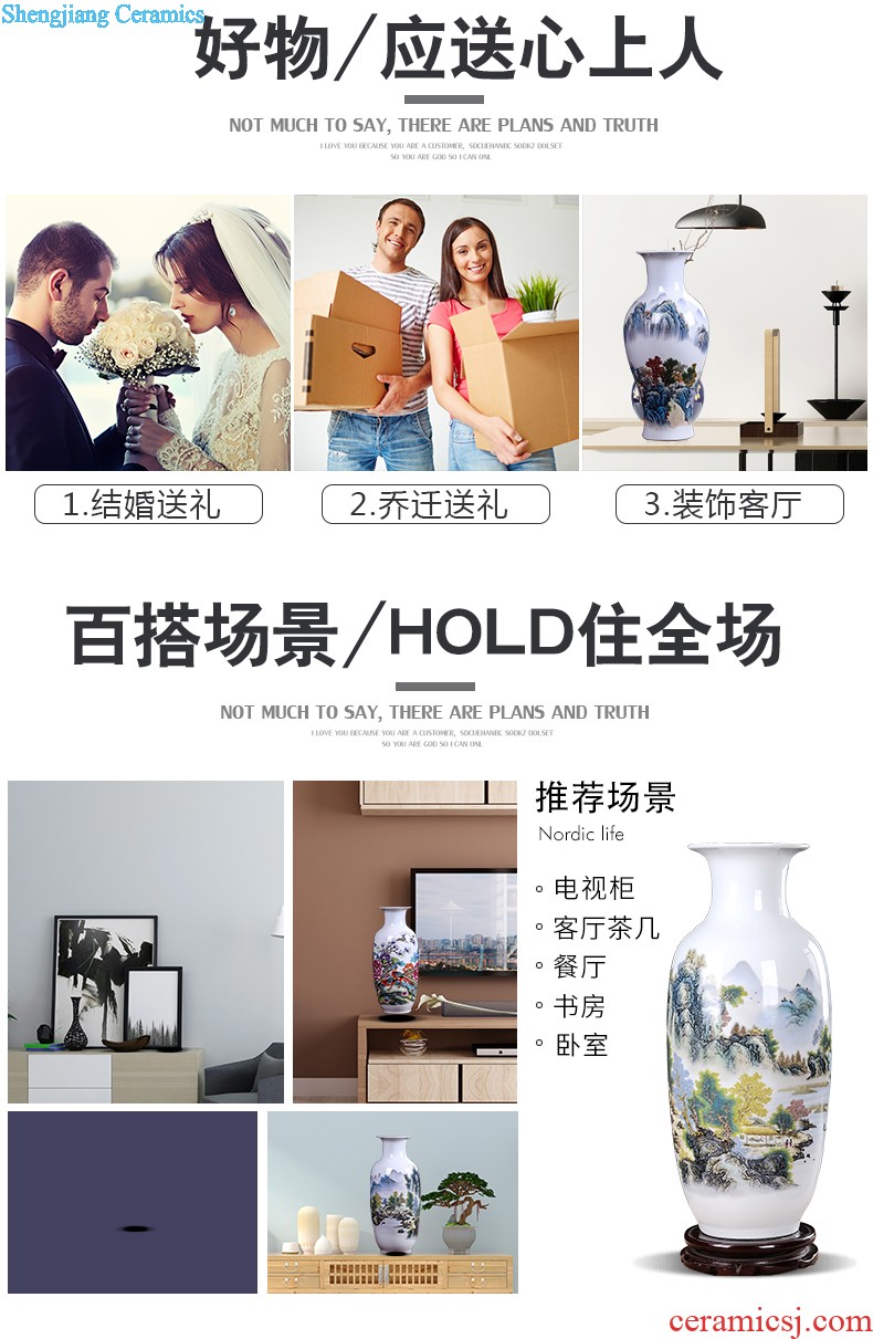 Jingdezhen ceramics vase furnishing articles and modern Chinese style household sitting room adornment archaize porcelain arts and crafts