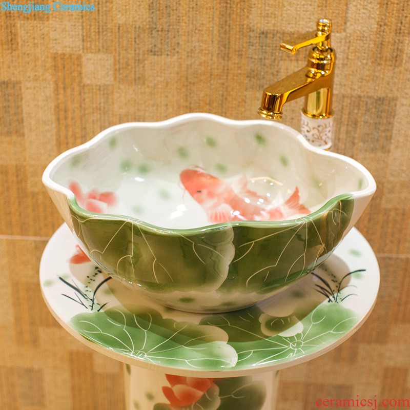 Koh larn, qi ceramic sanitary ware of toilet stage basin sink toilet lavatory basin hand-painted gold orchid flowers