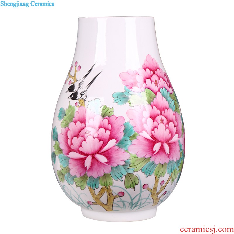 Hand draw large ceramic vase furnishing articles sitting room adornment of new Chinese style household lucky bamboo ceramic red bottle arranging flowers