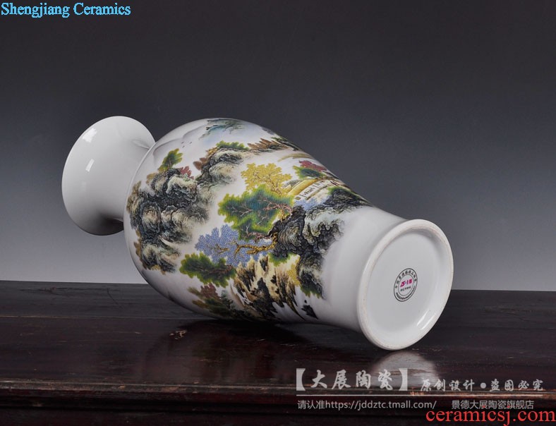 Jingdezhen ceramics vase large flower arrangement Sitting room appropriate home furnishing articles set TV ark adornment has opened in the background