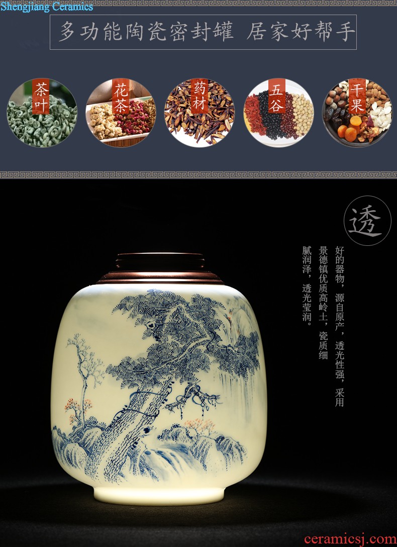 Large cake packing box pu 'er tea to wake the seventh, peulthai the caddy ceramics POTS jingdezhen porcelain seal POTS