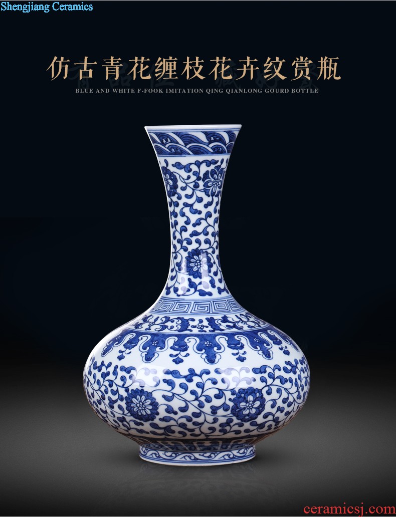 Jingdezhen ceramics furnishing articles hand-painted Chinese blue and white porcelain vase archaize sitting room decorate craft vase