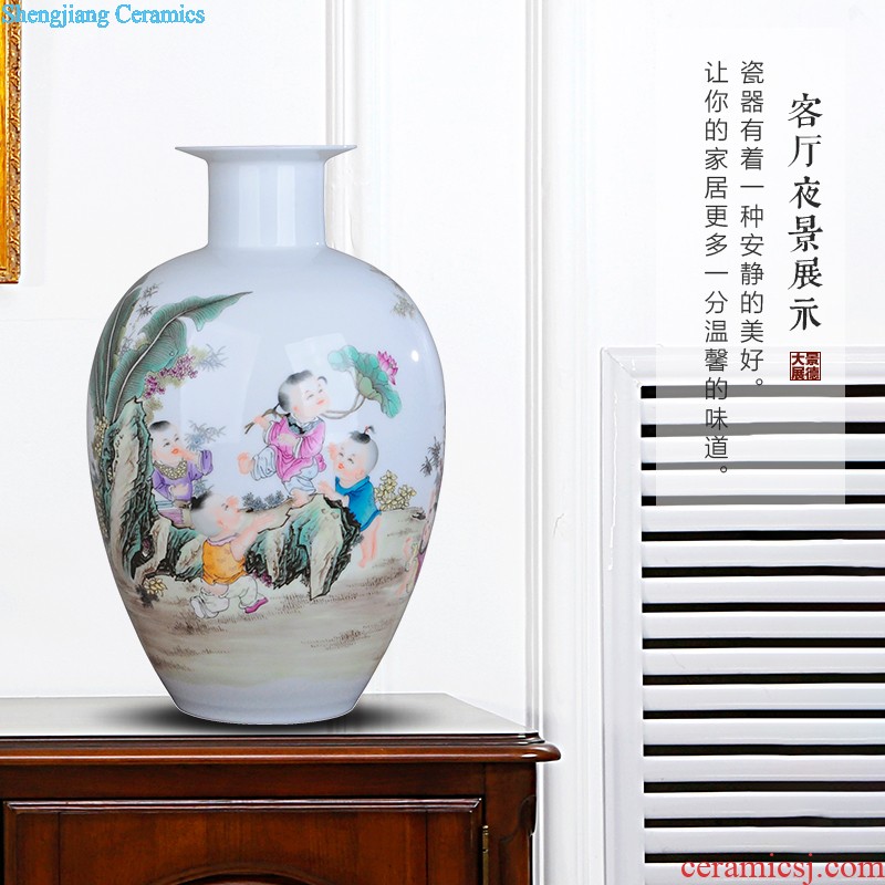 Jingdezhen ceramics famous hand-painted vases, modern fashion creative furnishing articles dry flower lucky bamboo living room The vase