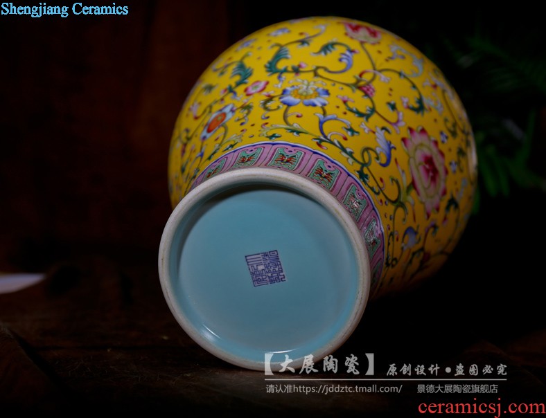 Jingdezhen ceramics hand-painted furnishing articles lucky bamboo vase dry flower vases, new Chinese style living room ceramic bottle furnishing articles