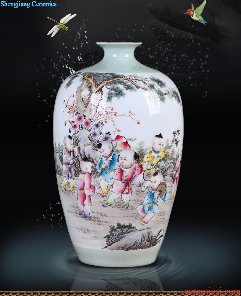 Jingdezhen hand-painted vases, famous artists Peony figure sitting room TV ark flower arranging rich ancient frame furnishing articles furnishing articles ceramics