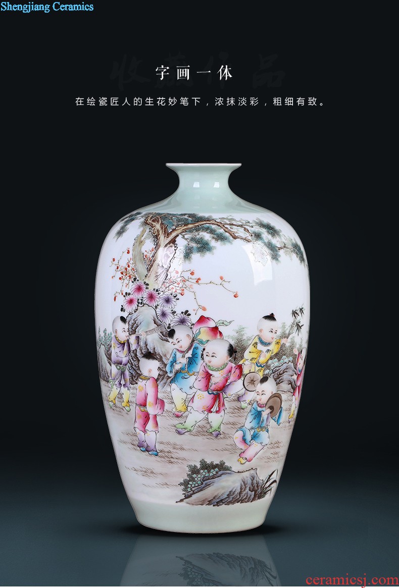 Jingdezhen hand-painted vases, famous artists Peony figure sitting room TV ark flower arranging rich ancient frame furnishing articles furnishing articles ceramics