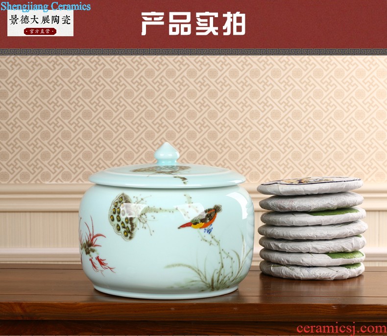 Ceramic tea pot large pu 'er wake receives the tea urn storage barrels all hand jingdezhen ceramic tea set tea