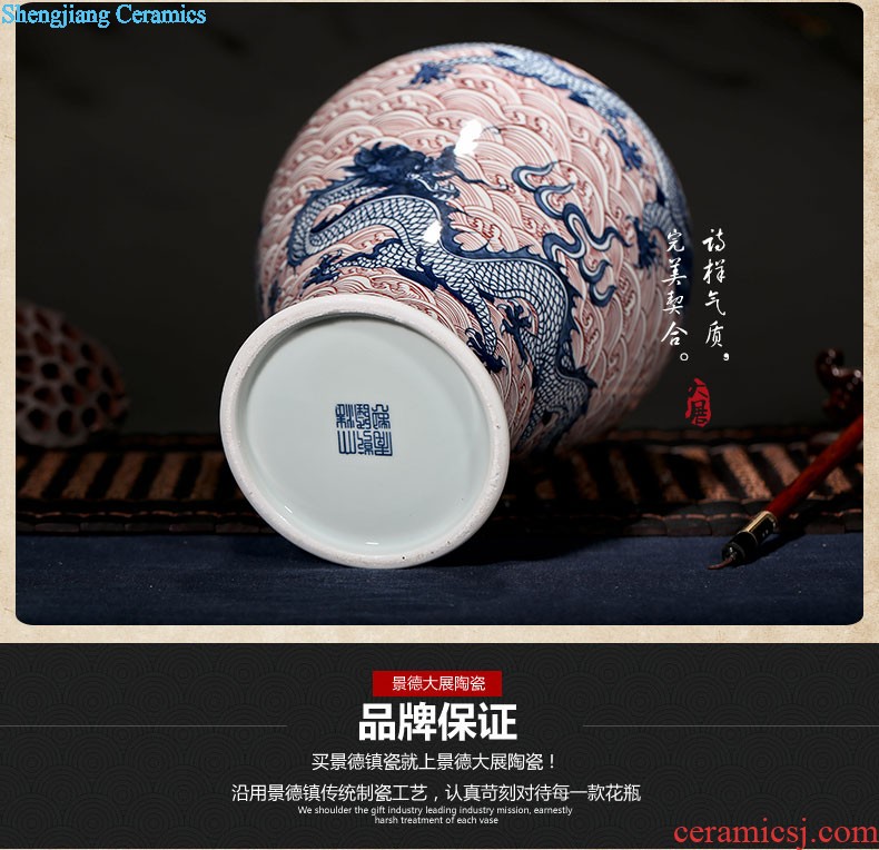 Jingdezhen ceramic vase furnishing articles by hand-painted tong qu dry high lucky bamboo rich ancient frame porcelain vase furnishing articles