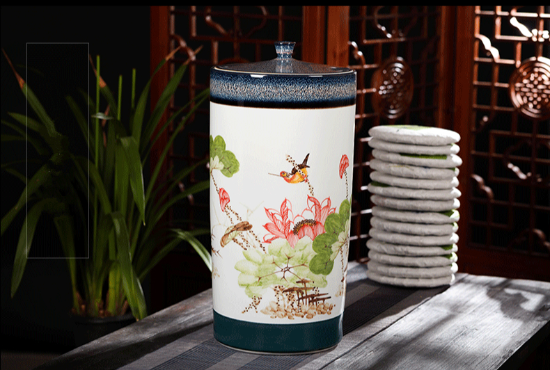 Large tea canister ceramic tea urn storage pu-erh tea and tea bucket seal tea boxes, tea set 6 kg powder POTS