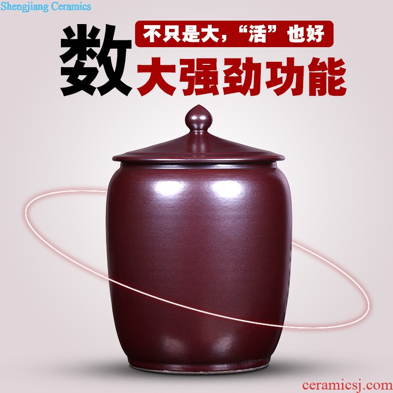 Jingdezhen ceramic tea pot of large storage tank 30 jins of puer tea rice cylinder seal up POTS moistureproof tea set