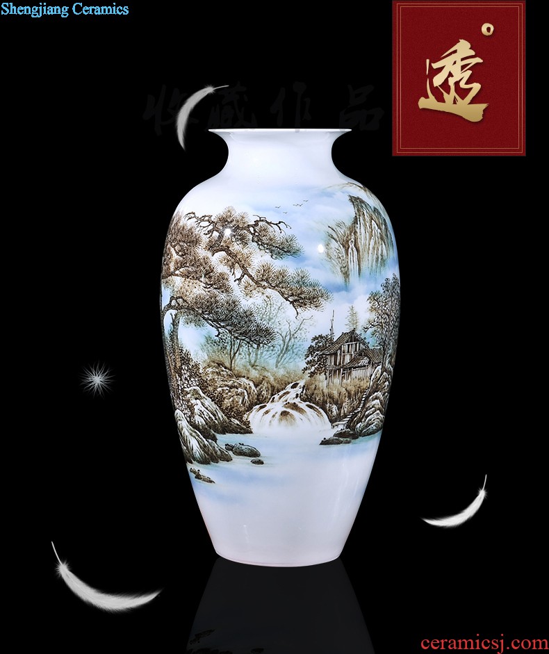 Jingdezhen ceramic flower vases peach famous sitting room hand-painted crafts creative household adornment restoring ancient ways furnishing articles