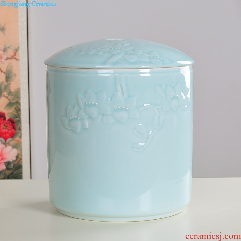 Extra large caddy ceramics jingdezhen porcelain household storage sealed cans of pu-erh tea and tea box restoring ancient ways POTS