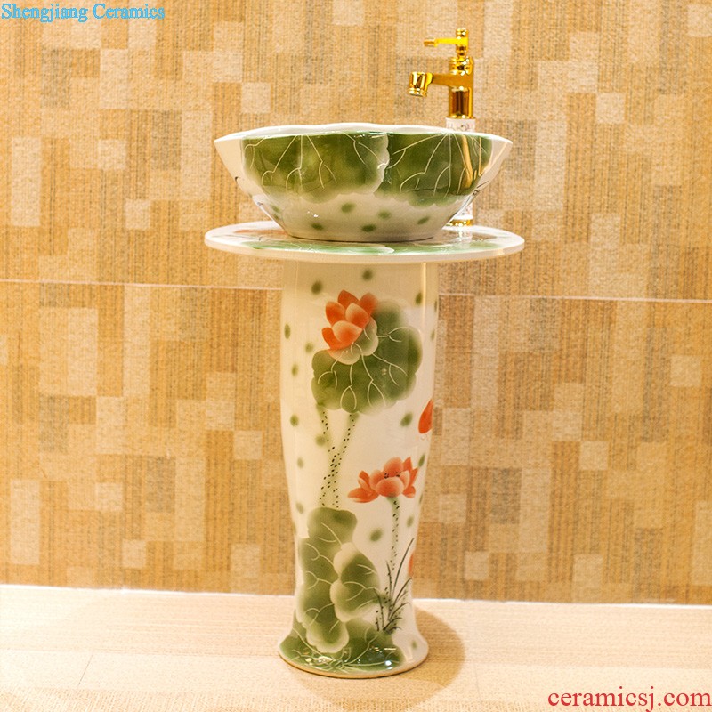 Koh larn, qi ceramic sanitary ware of toilet stage basin sink toilet lavatory basin hand-painted gold orchid flowers