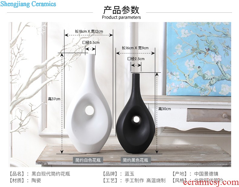 Jingdezhen ceramics kiln vase three-piece new Chinese flower arranging home furnishing articles sitting room adornment handicraft