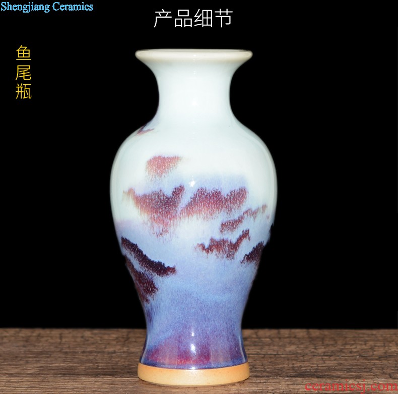 Jingdezhen new Chinese style living room TV cabinet modern furnishing articles red kiln vase flower arrangement home decoration decoration