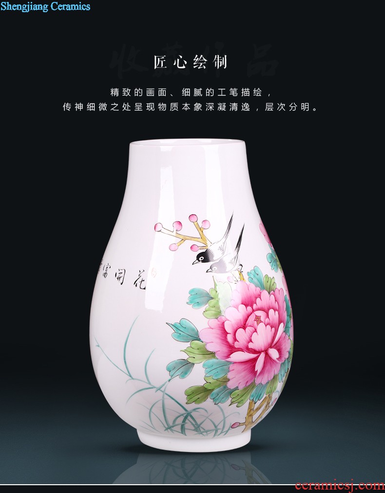 Hand draw large ceramic vase furnishing articles sitting room adornment of new Chinese style household lucky bamboo ceramic red bottle arranging flowers