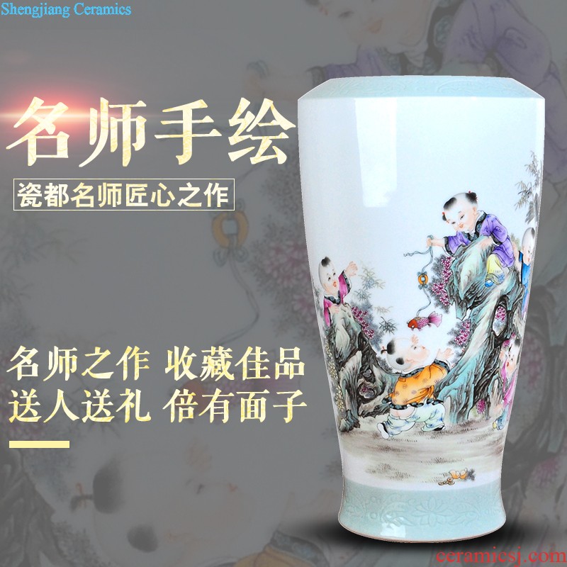 Jingdezhen ceramic hand-painted vase vase planting new Chinese style household adornment handicraft sitting room TV ark furnishing articles