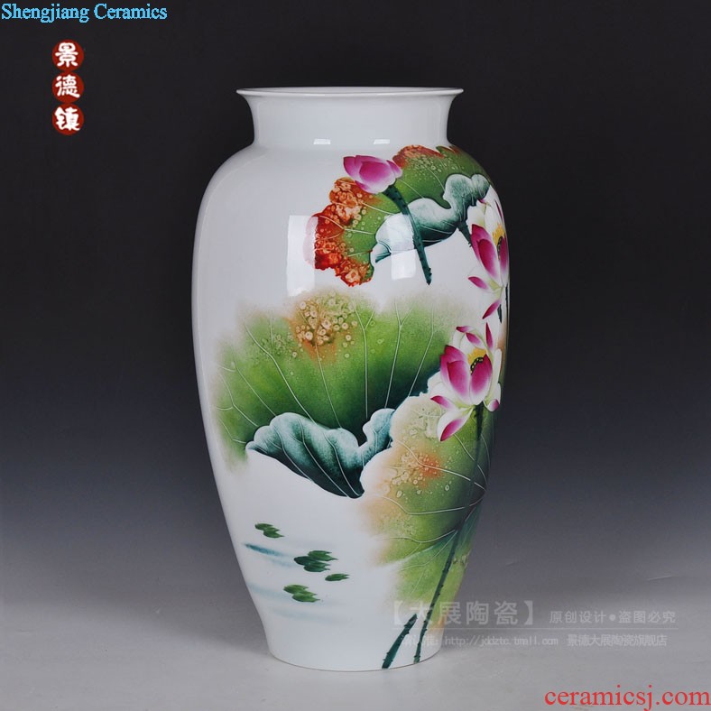 Jingdezhen ceramic small place antique blue-and-white sitting room big porcelain vase dried flower crafts rich ancient frame furnishing articles