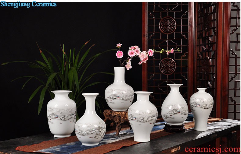 Hand-painted lotus rhyme blue and white porcelain of jingdezhen ceramics floret bottle of flower arrangement Modern home furnishing articles