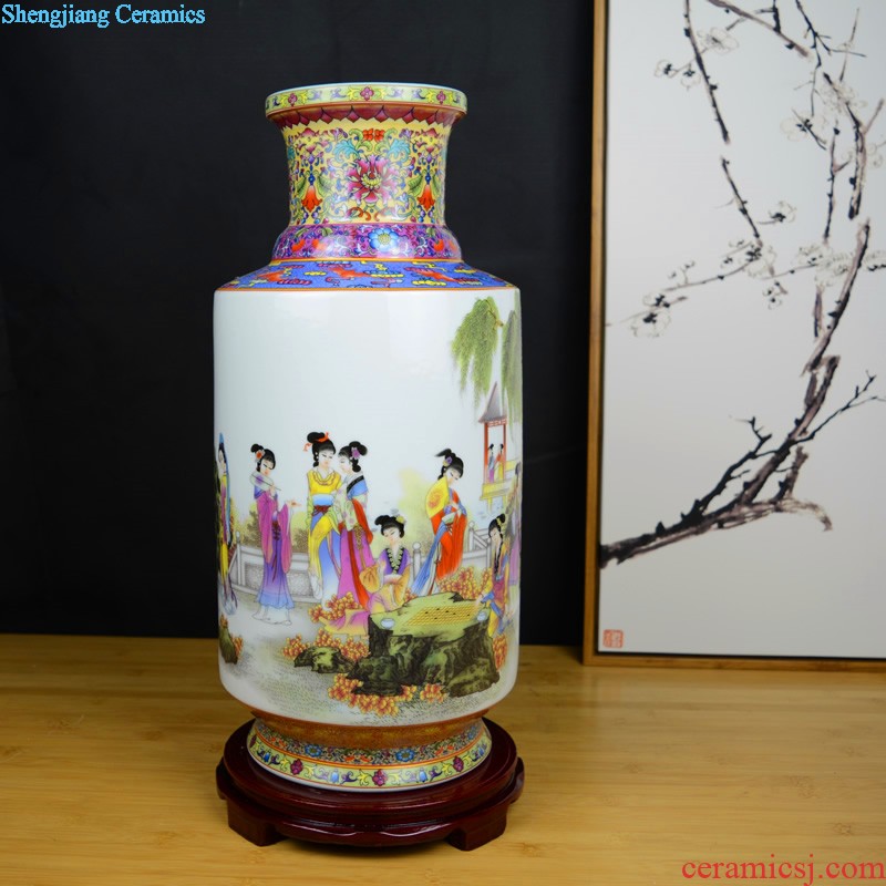 Jingdezhen ceramics Archaize paint colored enamel vase The sitting room home rich ancient frame adornment large-sized furnishing articles