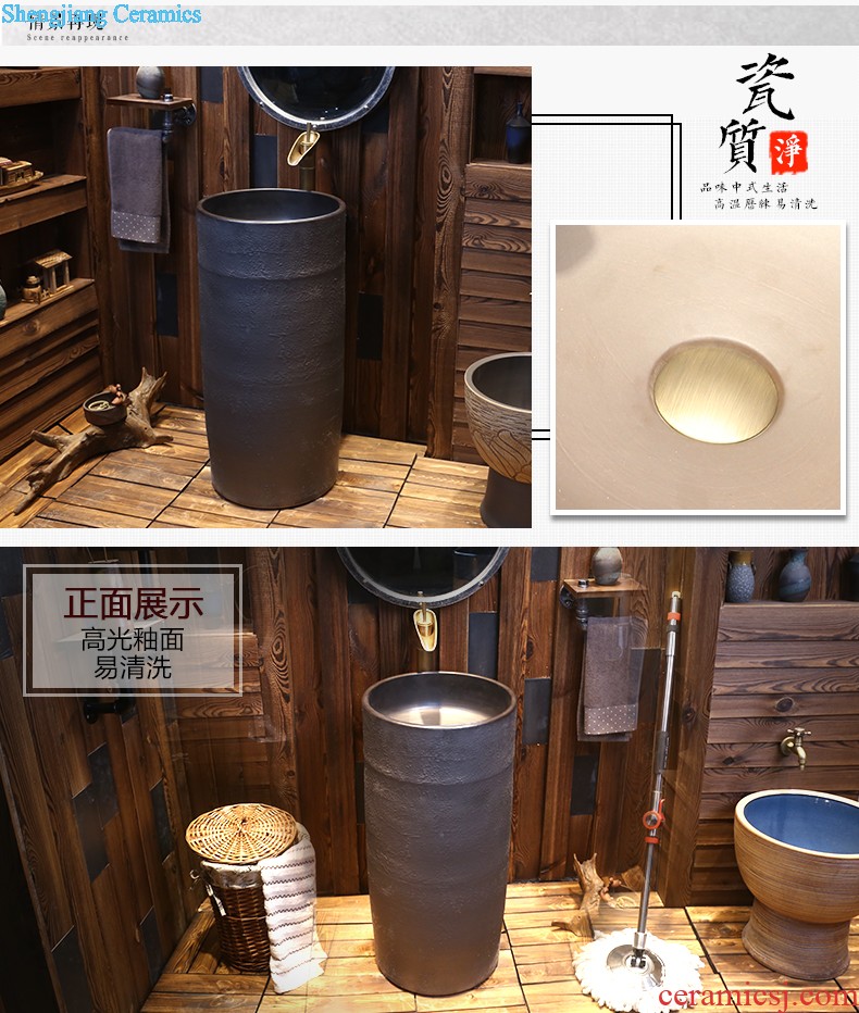 Jia depot pillar type lavatory ceramic bathroom floor pillar basin integrated outdoor balcony sink