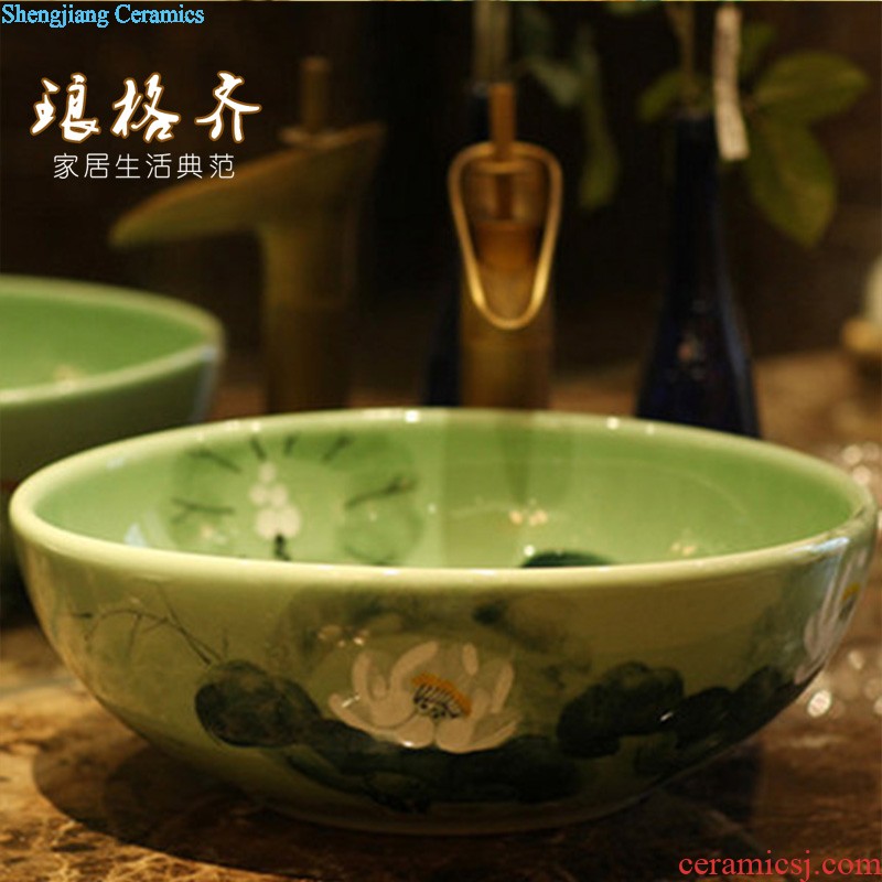 Jingdezhen ceramic contracted household pillar bowl lavatory toilet lavabo, pillar type restoring ancient ways is the white lotus