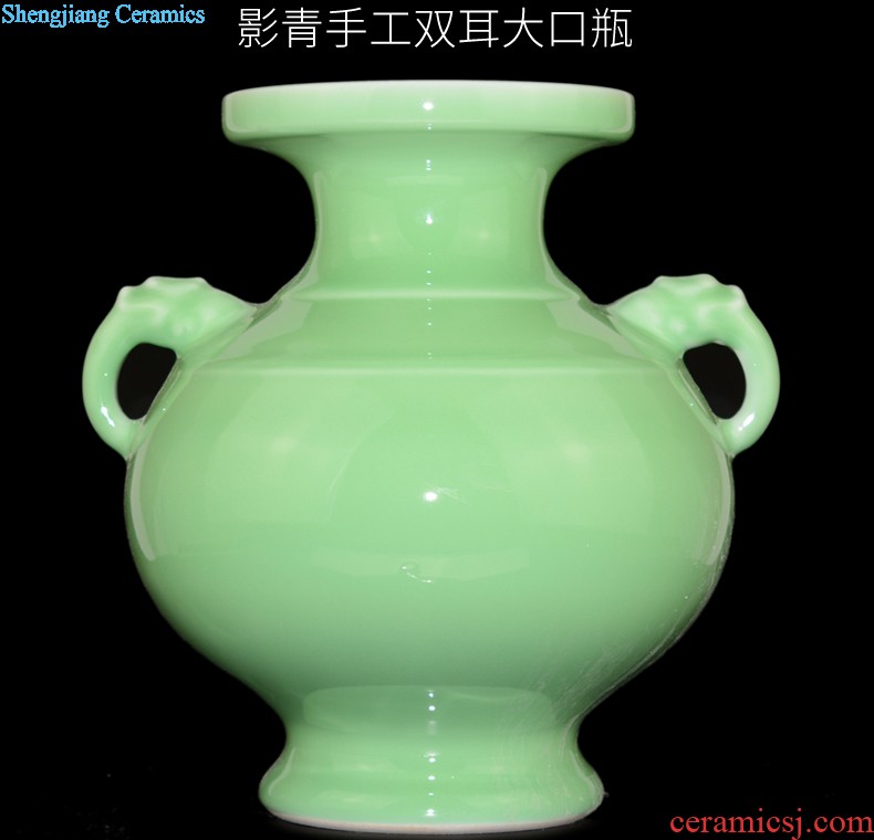 Jingdezhen ceramics hand-painted painting of flowers and pottery vases, sitting room of new Chinese style household decorations with cover pot furnishing articles