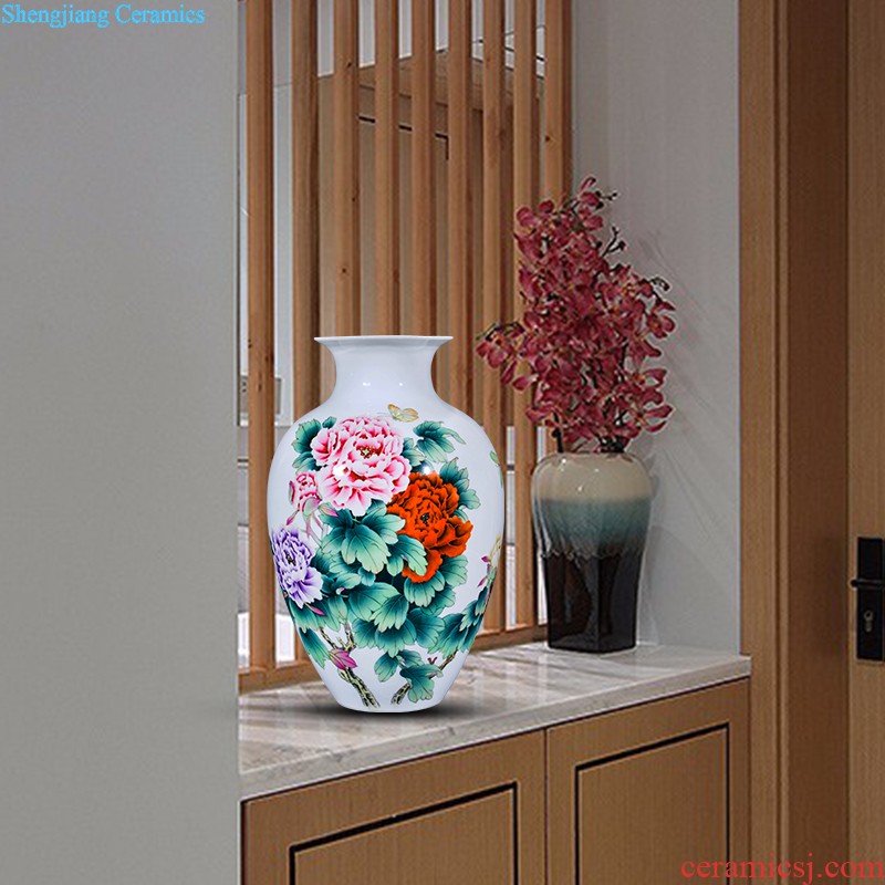 Jingdezhen ceramics hand-painted vases, flower arranging new Chinese style household adornment handicraft sitting room half a knife mud furnishing articles