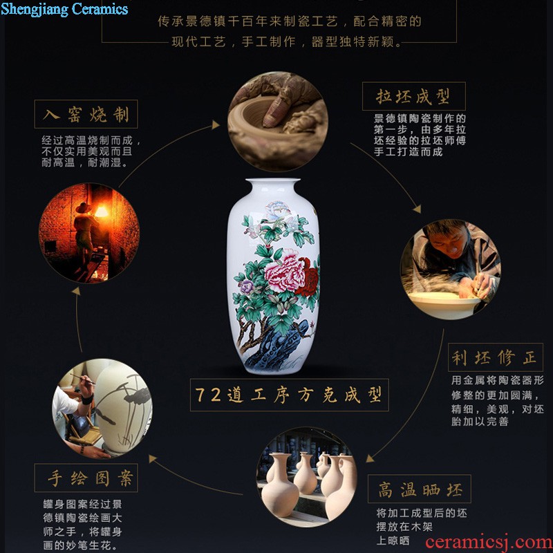 Furnishing articles antique vase of jingdezhen ceramics handicraft furnishing articles furnishing articles office decoration of Chinese style rich ancient frame