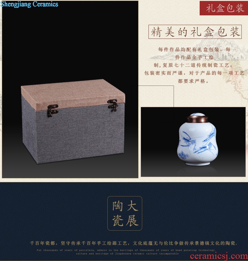 Handmade ceramic moistureproof caddy large Pu 'er seven bread tank 6 with cover POTS puer tea box shop furnishing articles