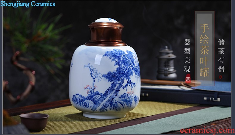 Jingdezhen ceramics vase furnishing articles Scenery famous hand-painted bottles Ceramic bottle of new Chinese style living room decoration furnishing articles