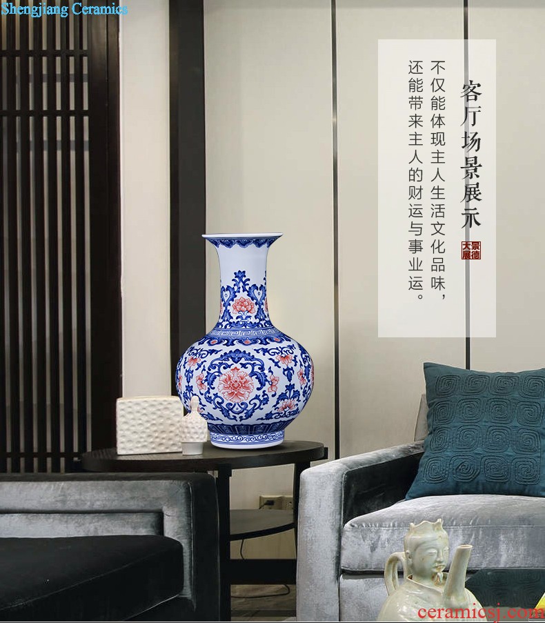 Jingdezhen hand-painted ceramic vases, contracted and contemporary and fashionable household furnishing articles lotus flower arrangement sitting room place dry vase